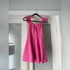 Camarosa boutique pink short dress with ruffle sleeves